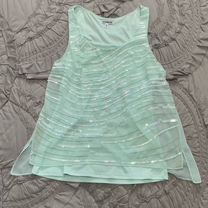 Express blue/green sequined tank top blouse size Small.